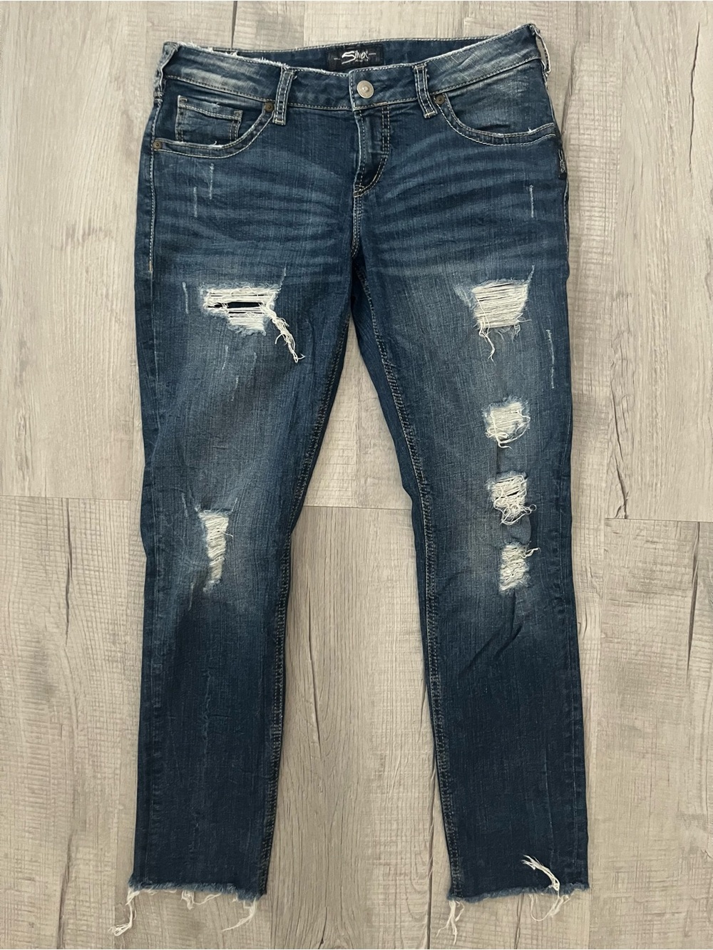 Silver Jeans Sam Boyfriend Tapered Jeans Size 28 Medium Wash Denim
